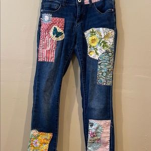 Hand quilted Anthropologie jeans